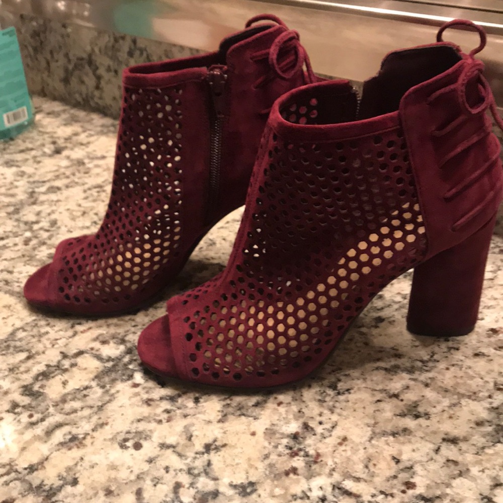 COPY - Burgundy Open Toe Booties